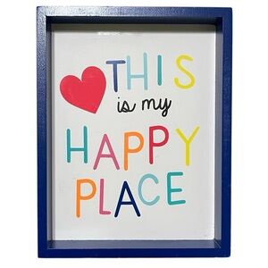 This is my Happy Place Graphic Table Stand Tray Heart Blue Colorful 9"x7"x1.2"